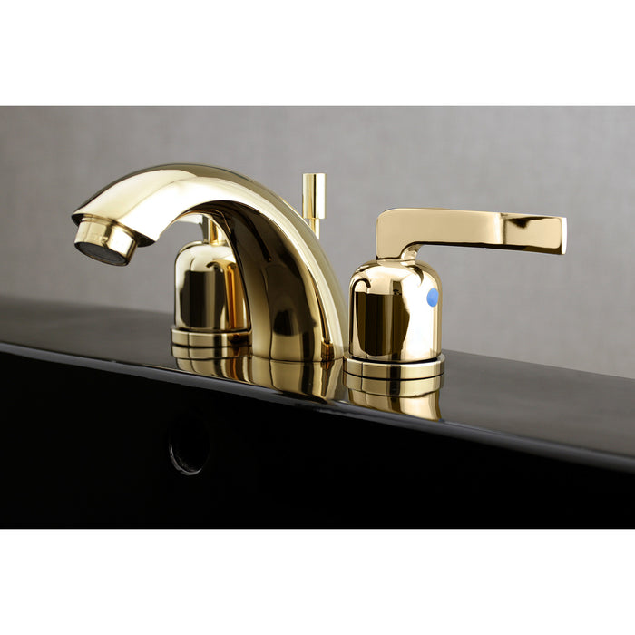 Centurion KB8952EFL Two-Handle 3-Hole Deck Mount Mini-Widespread Bathroom Faucet with Plastic Pop-Up, Polished Brass