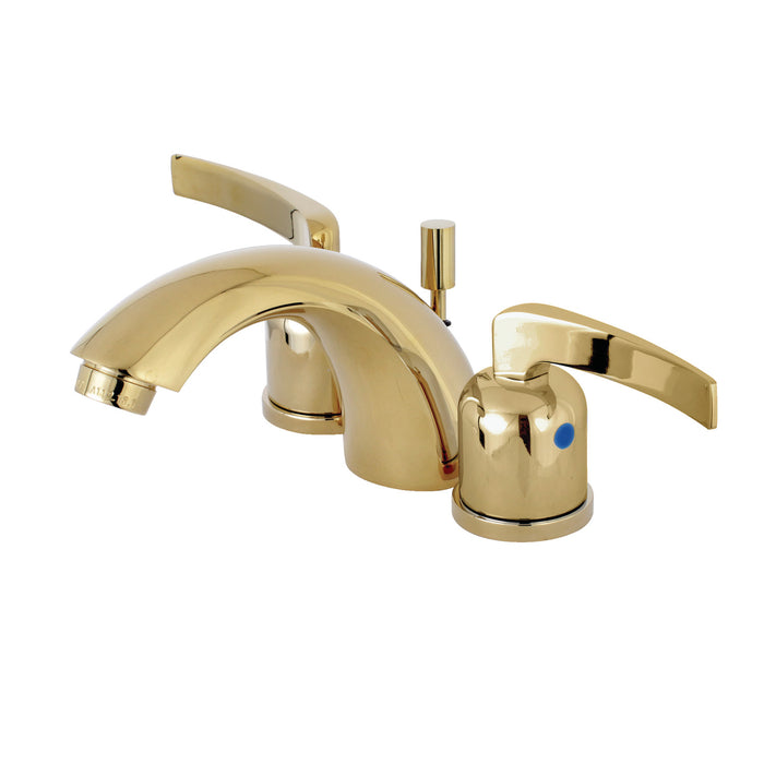 Centurion KB8952EFL Two-Handle 3-Hole Deck Mount Mini-Widespread Bathroom Faucet with Plastic Pop-Up, Polished Brass