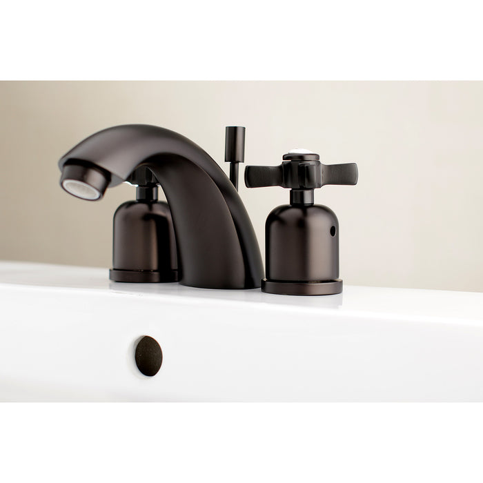 Kingston Tulare KB8955ZX - Millennium Two-Handle 3-Hole Deck Mount Mini-Widespread Bathroom Faucet with Pop-Up Drain, Oil Rubbed Bronze