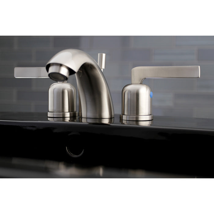 Centurion KB8958EFL Two-Handle 3-Hole Deck Mount Mini-Widespread Bathroom Faucet with Plastic Pop-Up, Brushed Nickel