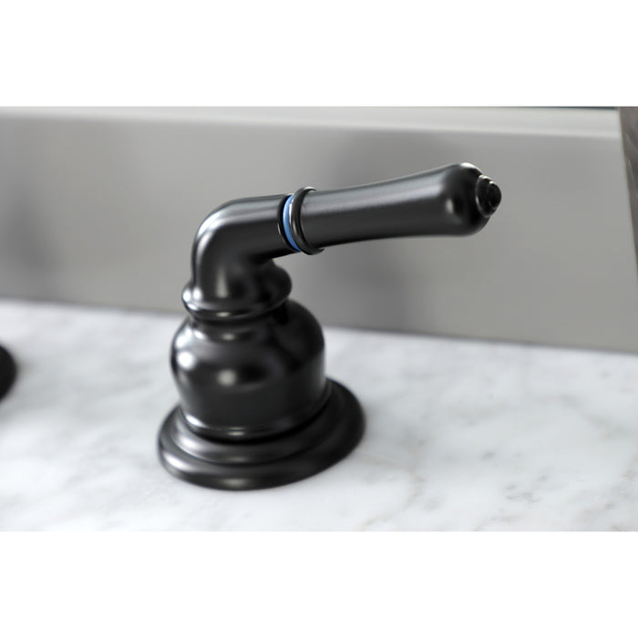 Magellan KB910 Two-Handle 3-Hole Deck Mount Widespread Bathroom Faucet with Plastic Pop-Up, Matte Black