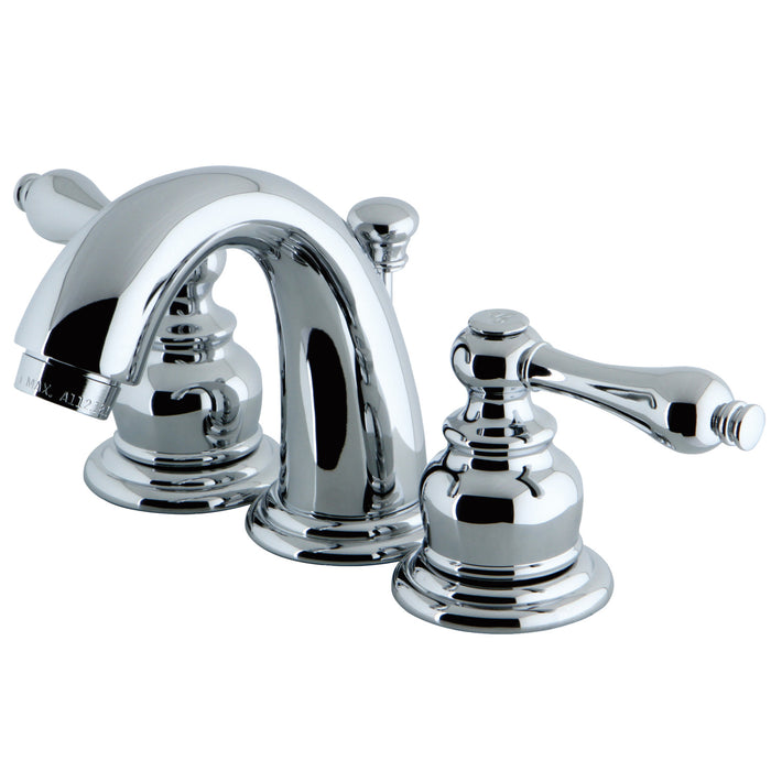 Victorian KB911AL Two-Handle 3-Hole Deck Mount Widespread Bathroom Faucet with Plastic Pop-Up, Polished Chrome