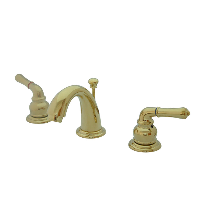 Magellan KB912 Two-Handle 3-Hole Deck Mount Widespread Bathroom Faucet with Plastic Pop-Up, Polished Brass