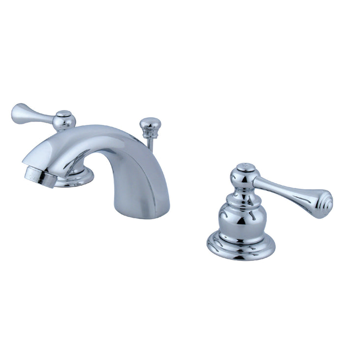 Vintage KB941BL Two-Handle 3-Hole Deck Mount Mini-Widespread Bathroom Faucet with Plastic Pop-Up, Polished Chrome