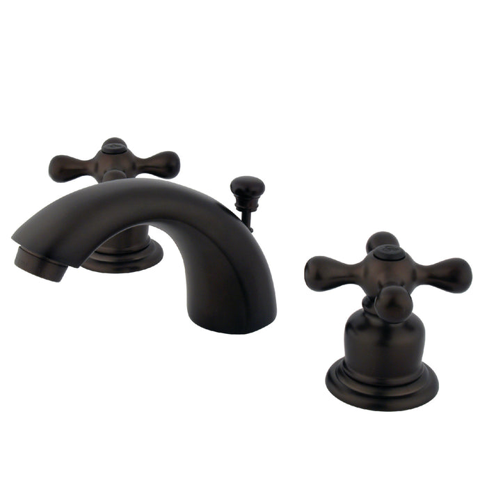 Victorian KB945AX Two-Handle 3-Hole Deck Mount Mini-Widespread Bathroom Faucet with Plastic Pop-Up, Oil Rubbed Bronze