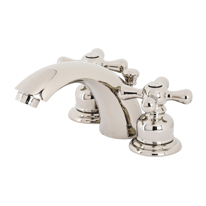 Victorian KB946AXPN Two-Handle 3-Hole Deck Mount Mini-Widespread Bathroom Faucet with Plastic Pop-Up, Polished Nickel
