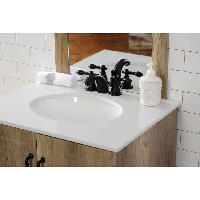 American Classic KB950ACL Two-Handle 3-Hole Deck Mount Mini-Widespread Bathroom Faucet with Plastic Pop-Up, Matte Black