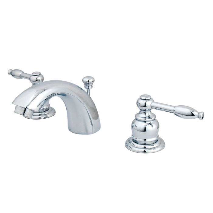 Knight KB951KL Two-Handle 3-Hole Deck Mount Mini-Widespread Bathroom Faucet with Plastic Pop-Up, Polished Chrome
