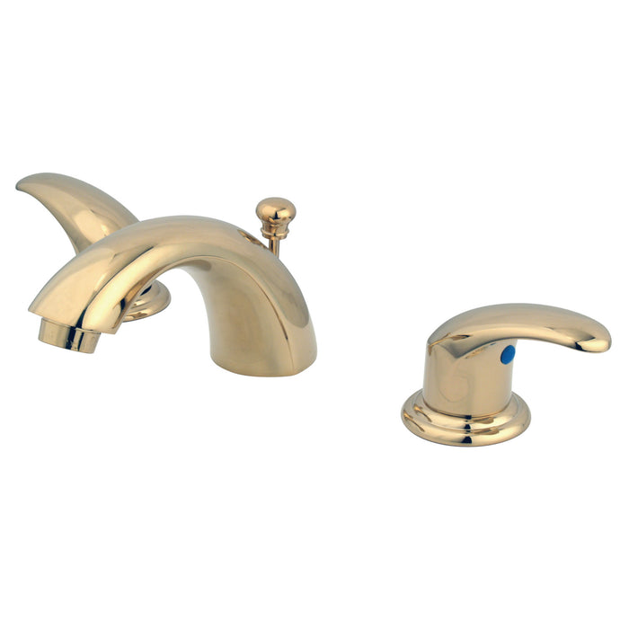 Legacy KB952LL Two-Handle 3-Hole Deck Mount Mini-Widespread Bathroom Faucet with Plastic Pop-Up, Polished Brass