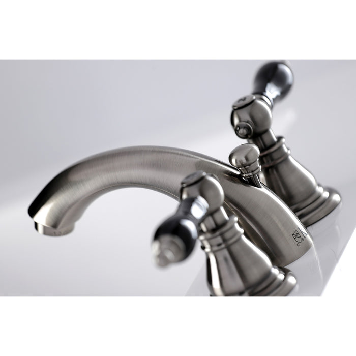 Duchess KB953AKL Two-Handle 3-Hole Deck Mount Mini-Widespread Bathroom Faucet with Plastic Pop-Up, Black Stainless
