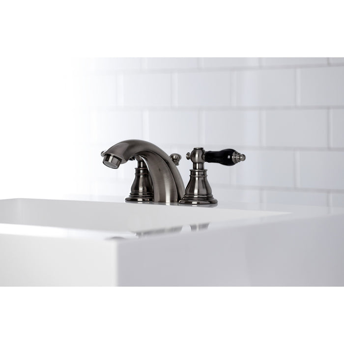 Duchess KB953AKL Two-Handle 3-Hole Deck Mount Mini-Widespread Bathroom Faucet with Plastic Pop-Up, Black Stainless