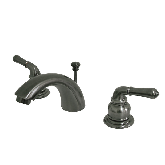Magellan KB953 Two-Handle 3-Hole Deck Mount Mini-Widespread Bathroom Faucet with Plastic Pop-Up, Black Stainless