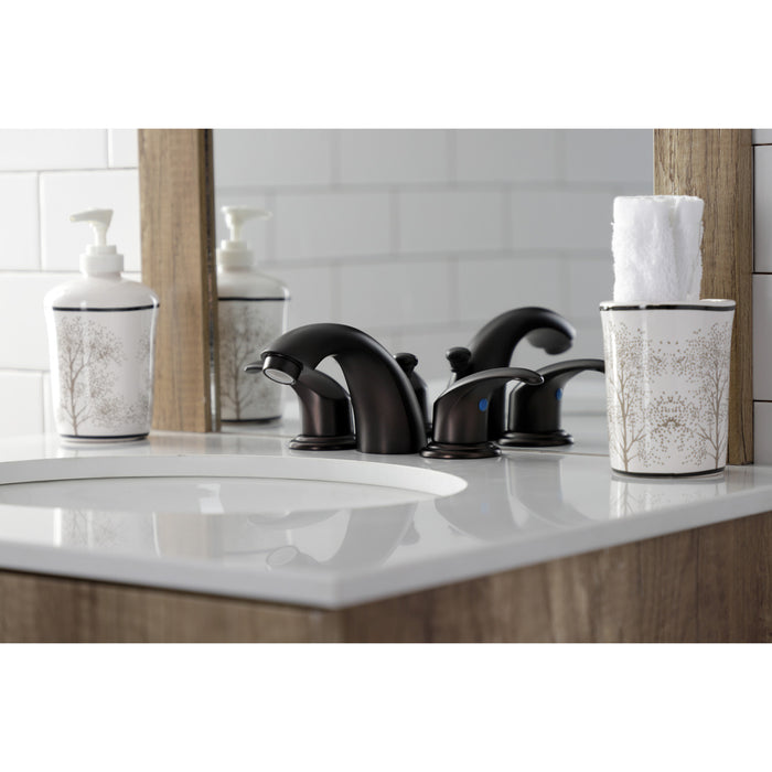 Legacy KB955LL Two-Handle 3-Hole Deck Mount Mini-Widespread Bathroom Faucet with Plastic Pop-Up, Oil Rubbed Bronze