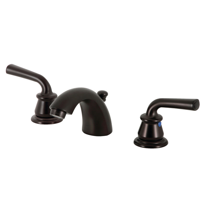 Restoration KB955RXL Two-Handle 3-Hole Deck Mount Mini-Widespread Bathroom Faucet with Plastic Pop-Up, Oil Rubbed Bronze