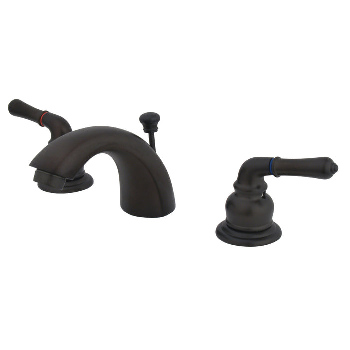 Magellan KB955 Two-Handle 3-Hole Deck Mount Mini-Widespread Bathroom Faucet with Plastic Pop-Up, Oil Rubbed Bronze