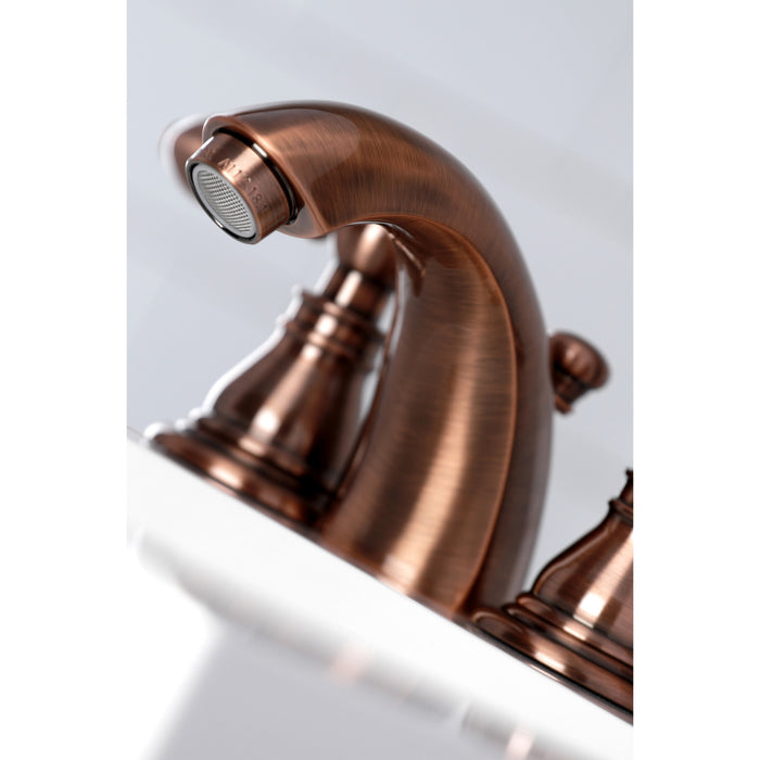 American Classic KB956ACL Two-Handle 3-Hole Deck Mount Mini-Widespread Bathroom Faucet with Plastic Pop-Up, Antique Copper