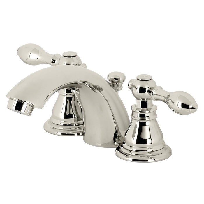American Classic KB956ACLPN Two-Handle 3-Hole Deck Mount Mini-Widespread Bathroom Faucet with Plastic Pop-Up, Polished Nickel