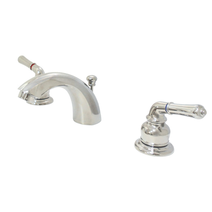 Magellan KB956PN Two-Handle 3-Hole Deck Mount Mini-Widespread Bathroom Faucet with Plastic Pop-Up, Polished Nickel