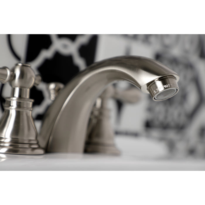 American Classic KB958ACL Two-Handle 3-Hole Deck Mount Mini-Widespread Bathroom Faucet with Plastic Pop-Up, Brushed Nickel