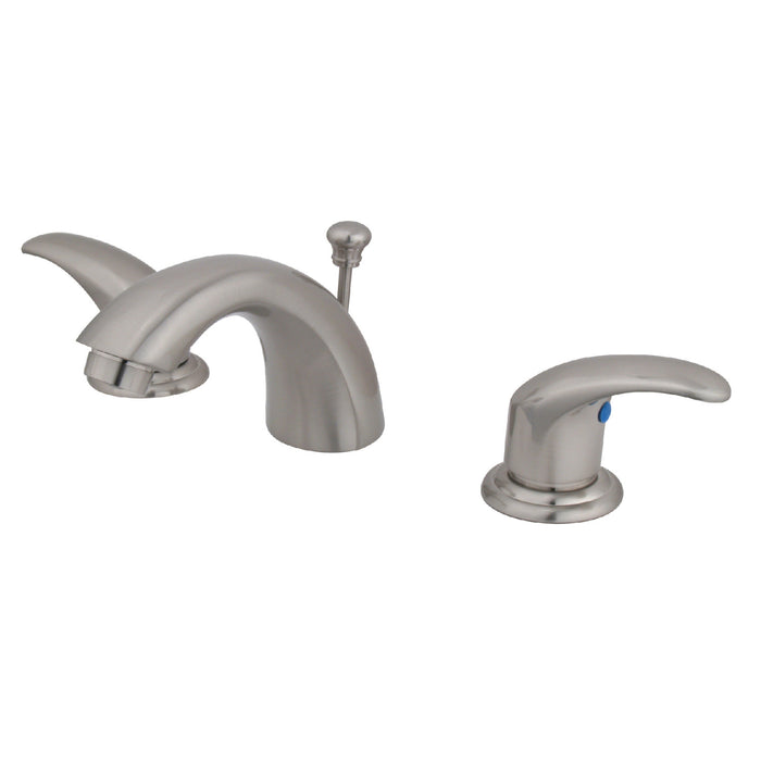 Legacy KB958LL Two-Handle 3-Hole Deck Mount Mini-Widespread Bathroom Faucet with Plastic Pop-Up, Brushed Nickel