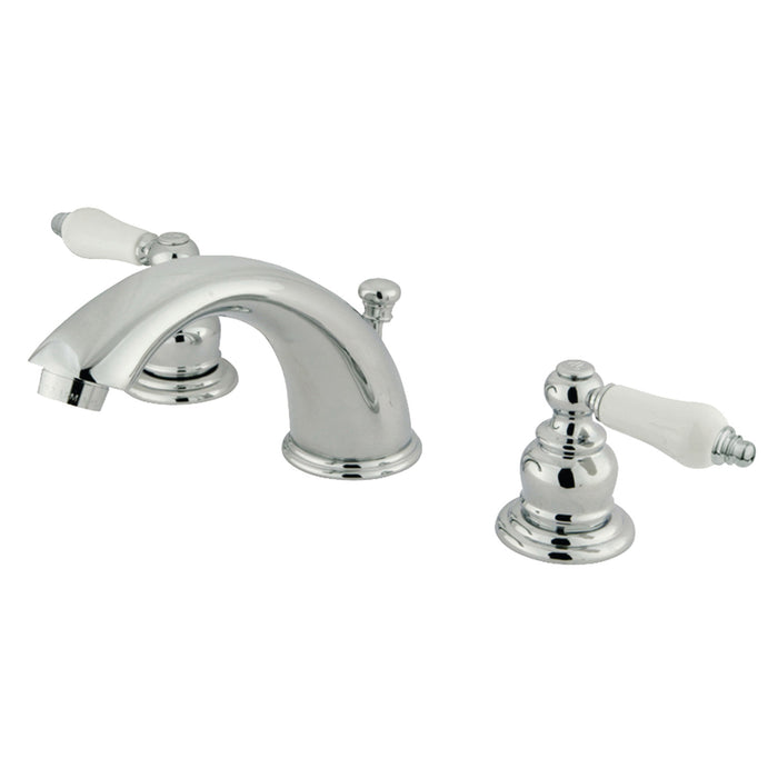 Victorian KB971B Two-Handle 3-Hole Deck Mount Widespread Bathroom Faucet with Plastic Pop-Up, Polished Chrome