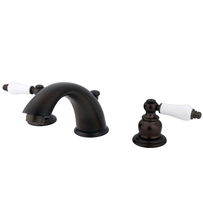 Victorian KB975B Two-Handle 3-Hole Deck Mount Widespread Bathroom Faucet with Plastic Pop-Up, Oil Rubbed Bronze