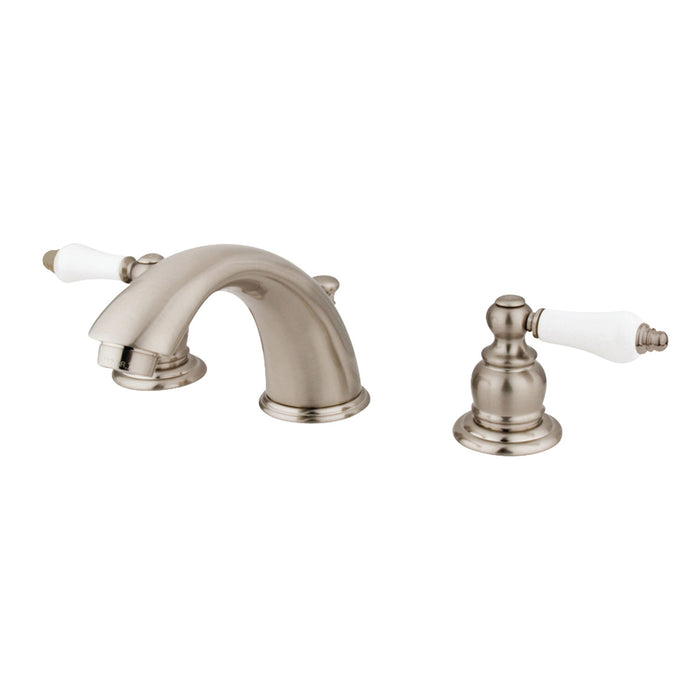 Victorian KB978B Two-Handle 3-Hole Deck Mount Widespread Bathroom Faucet with Plastic Pop-Up, Brushed Nickel