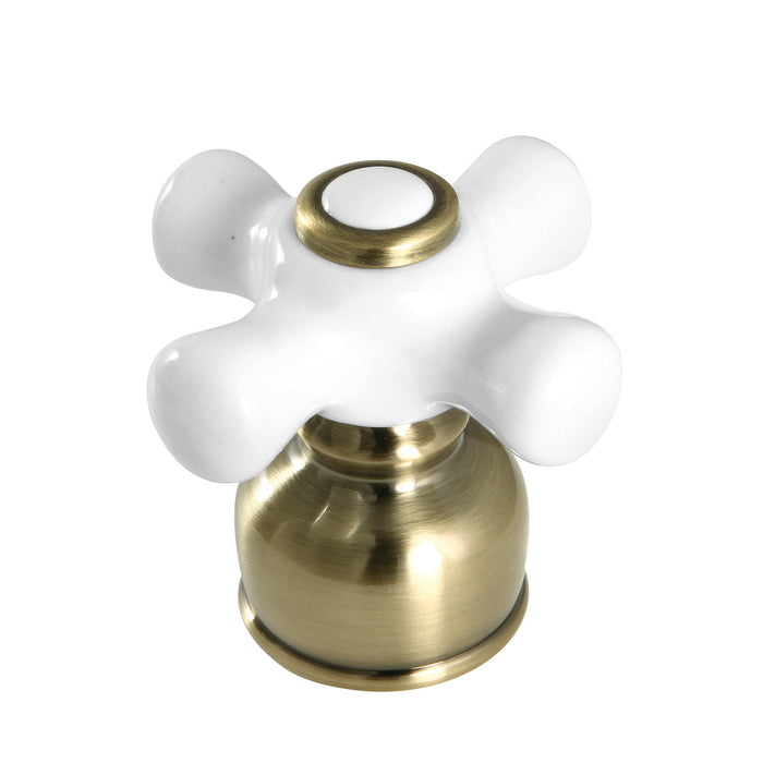Kingston KBDH723PXAB Porcelain Cross Handle, Diverter for Tub and Shower Faucet, Antique Brass