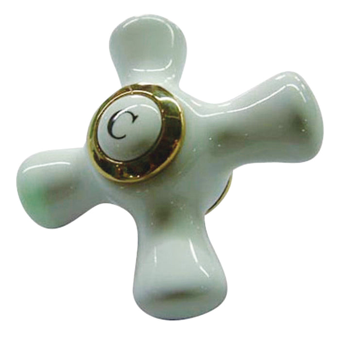 KBH1602PXC Cold Porcelain Cross Handle, Polished Brass