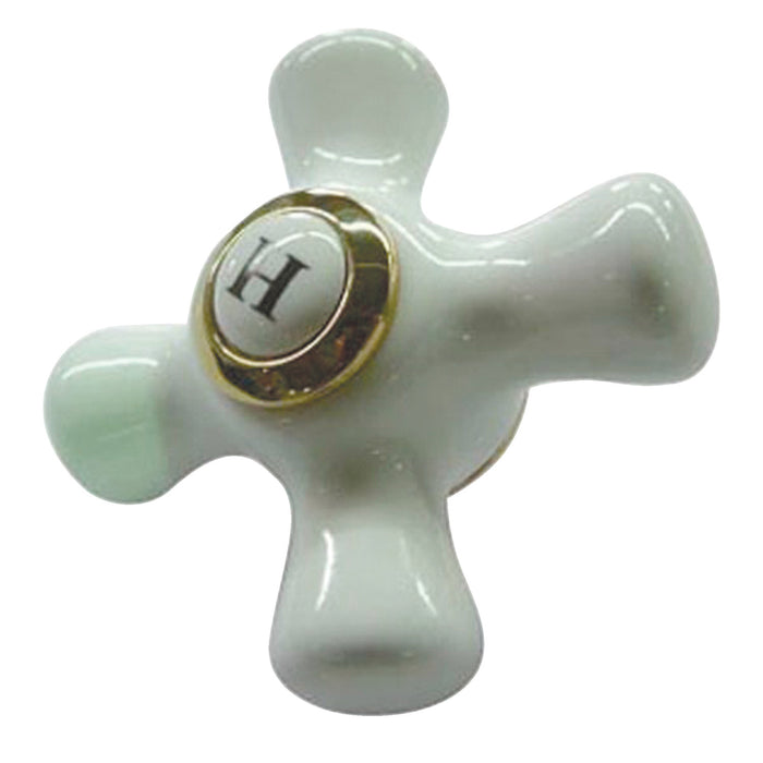KBH1602PXH Hot Porcelain Cross Handle, Polished Brass