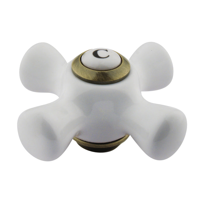 Kingston KBH1603PXC Porcelain Cross Handle (Cold Side), Antique Brass