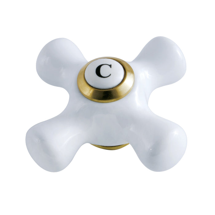 KBH1607PXC Porcelain Cross Handle (Cold Side), Brushed Brass