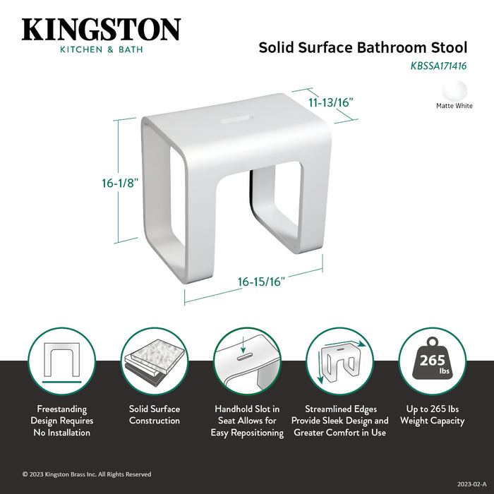 Descanso KBSSA171416 Solid Surface Bathroom Stool, Matte White