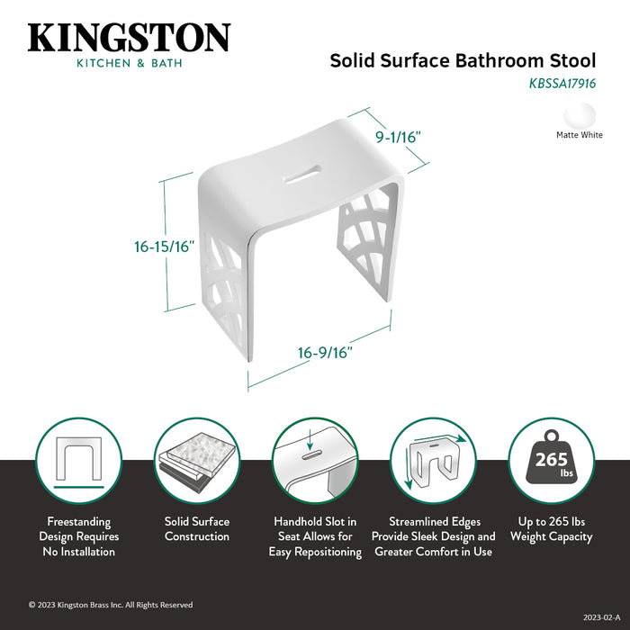 Descanso KBSSA17916 Solid Surface Bathroom Stool, Matte White