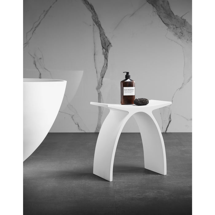 Descanso KBSSA17917 Solid Surface Arched Bathroom Stool, Matte White