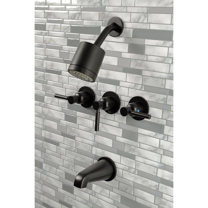 Concord KBX8130DL Triple-Handle Tub and Shower Faucet, Matte Black