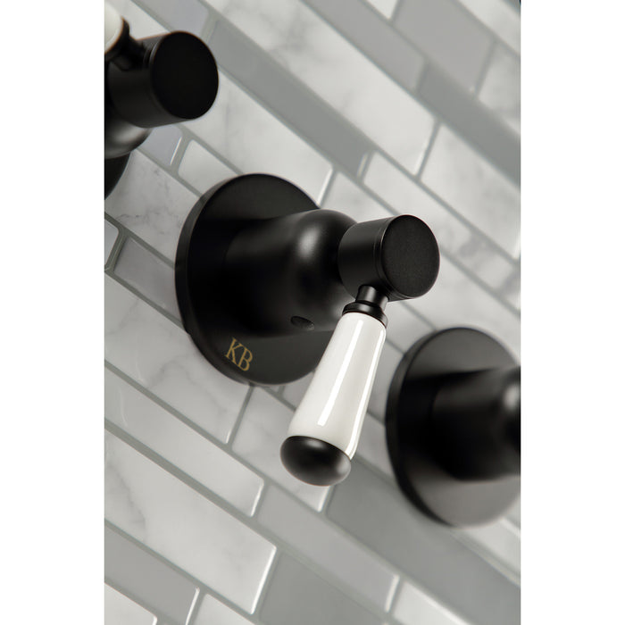 Paris KBX8130DPL Three-Handle 5-Hole Wall Mount Tub and Shower Faucet, Matte Black