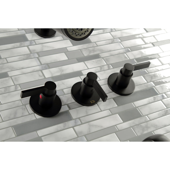 Kingston Sona KBX8130NDL - NuvoFusion Triple-Handle Tub and Shower Faucet, Matte Black