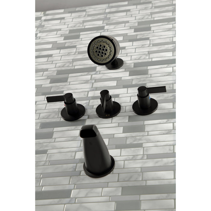 Kingston Sona KBX8130NDL - NuvoFusion Triple-Handle Tub and Shower Faucet, Matte Black
