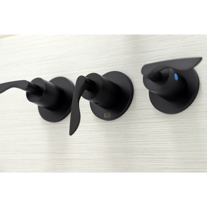 Kingston Tulare KBX8130SVL - Serena Triple-Handle Tub and Shower Faucet, Matte Black