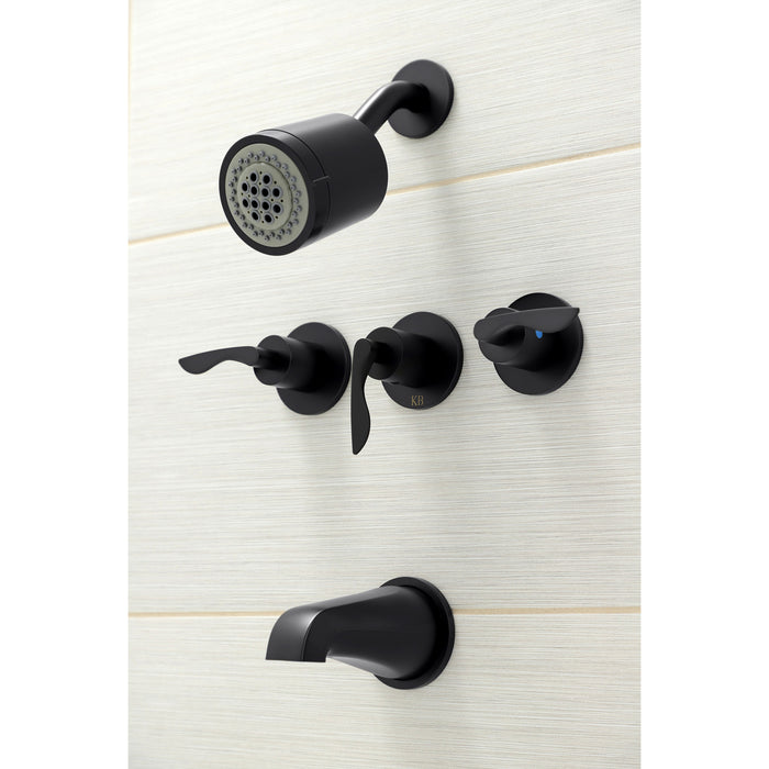 Serena KBX8130SVL Three-Handle 5-Hole Wall Mount Tub and Shower Faucet, Matte Black