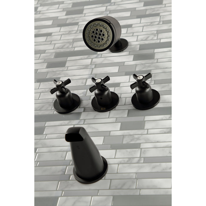 Kingston Tulare KBX8130ZX - Millennium Triple-Handle Tub and Shower Faucet, Matte Black
