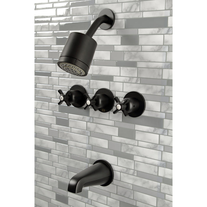 Kingston Tulare KBX8130ZX - Millennium Triple-Handle Tub and Shower Faucet, Matte Black