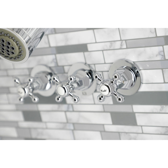 Metropolitan KBX8131BX Three-Handle 5-Hole Wall Mount Tub and Shower Faucet, Polished Chrome