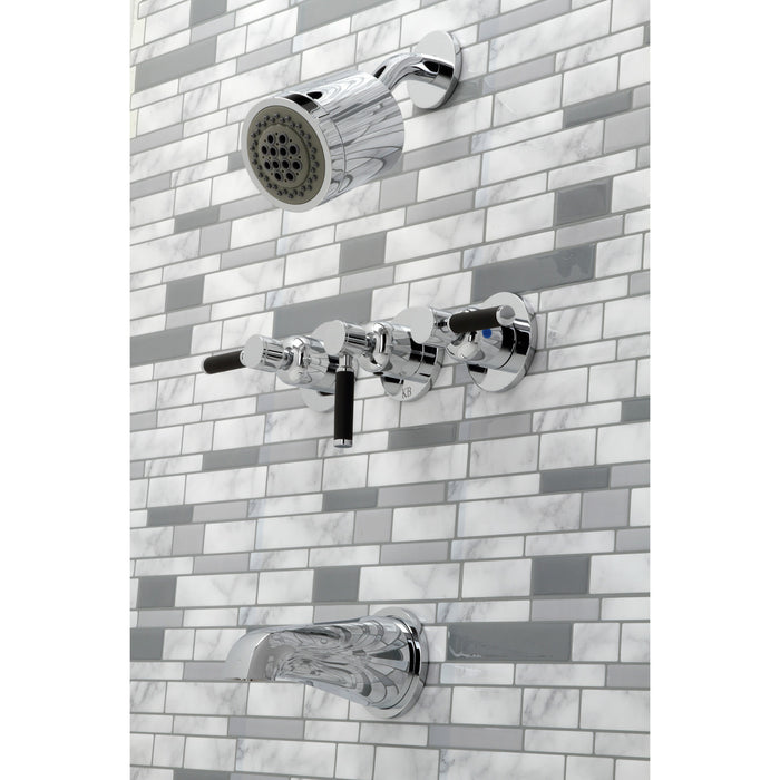 Kaiser KBX8131DKL Three-Handle 5-Hole Wall Mount Tub and Shower Faucet, Polished Chrome