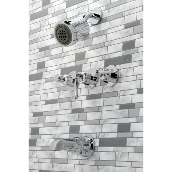 Concord KBX8131DL Three-Handle 5-Hole Wall Mount Tub and Shower Faucet, Polished Chrome