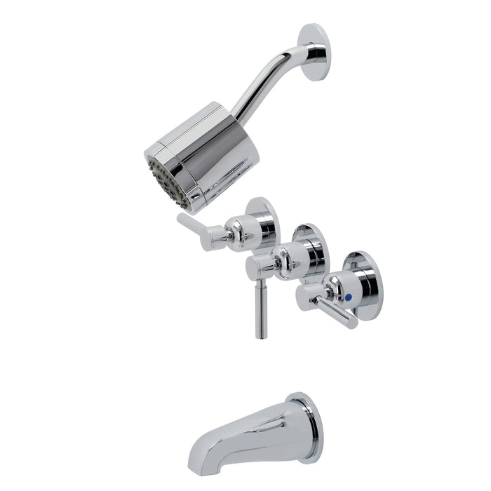Kingston Sona KBX8131DL - Concord Triple-Handle Tub and Shower Faucet, Polished Chrome