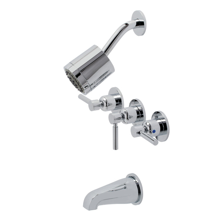 Concord KBX8131DL Three-Handle 5-Hole Wall Mount Tub and Shower Faucet, Polished Chrome