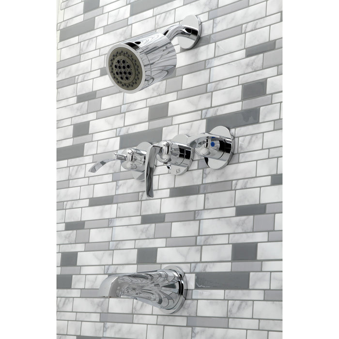 Kingston Tulare KBX8131EFL - Centurion Triple-Handle Tub and Shower Faucet, Polished Chrome