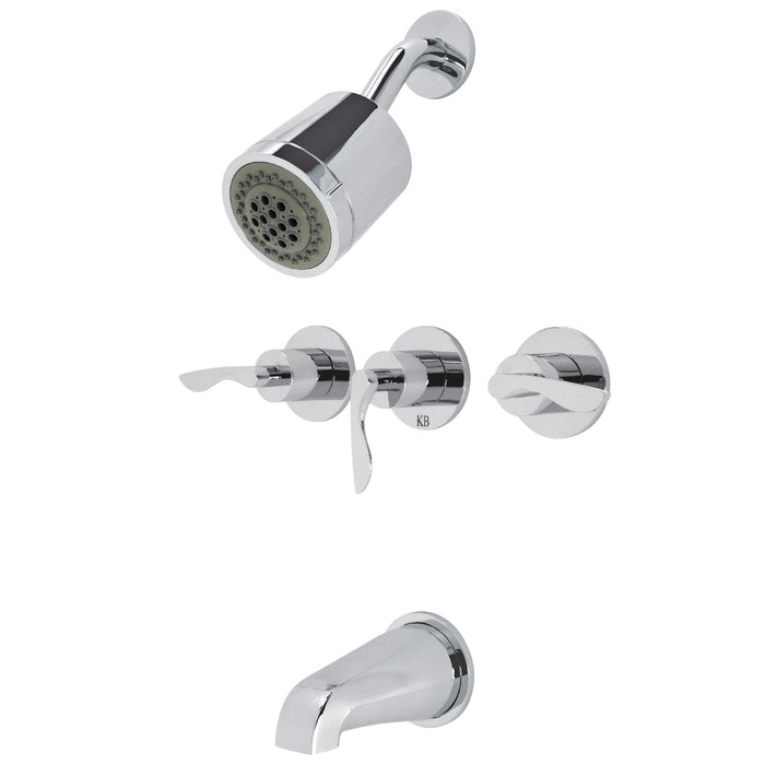 Kingston Tulare KBX8131SVL - Serena Triple-Handle Tub and Shower Faucet, Polished Chrome